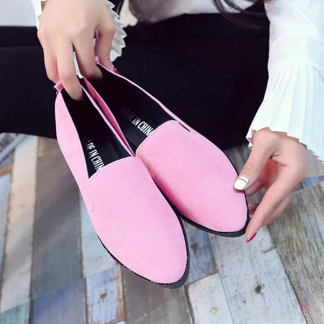 2019 Spring Women Loafers Flats Shoe Women Casual Shoes Suede Slip on Boat shoes Female Shoe Comfortable Ballet Flats Size 35-40