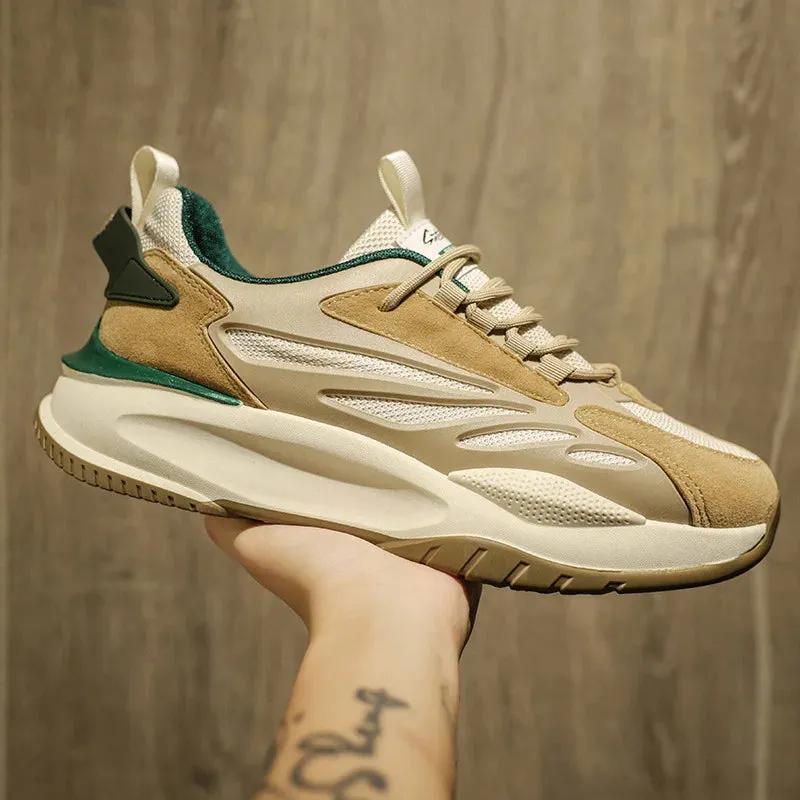 2023 New Men's Platform Shoes Comfortable Breathable Casual Shoes Lightweight Lace-up Patchwork Sports Sneakers Tenis Masculino