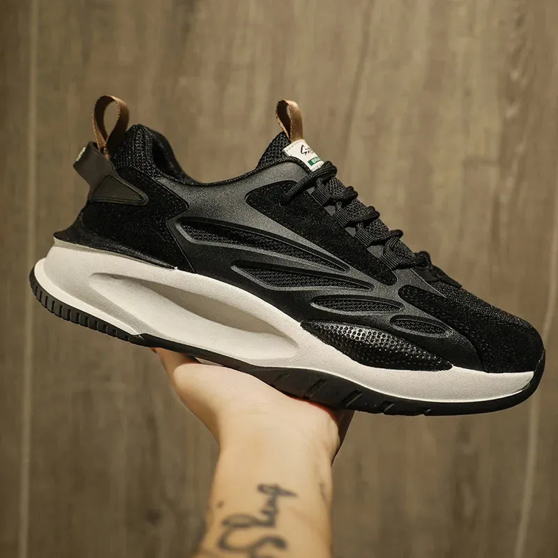 2023 New Men's Platform Shoes Comfortable Breathable Casual Shoes Lightweight Lace-up Patchwork Sports Sneakers Tenis Masculino