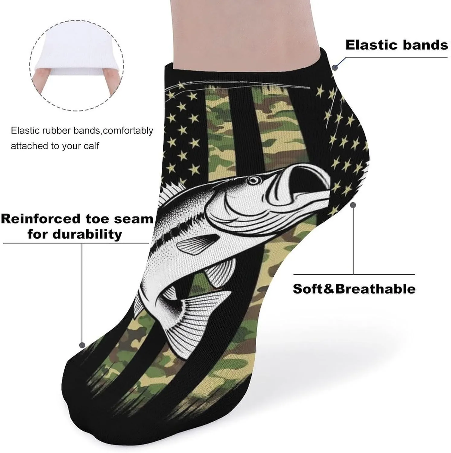 Ankle Socks for Women Men, 5 Pair Novelty Crew Socks Soft Breathable Low Cut Sock
