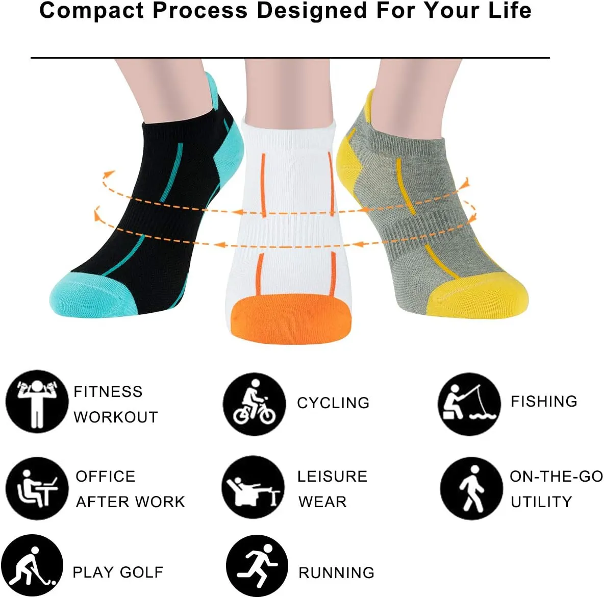 ATBITER Ankle Socks Womens and Men Thin Athletic Running Low Cut No Show Socks With Heel Tab 6-10 Pairs