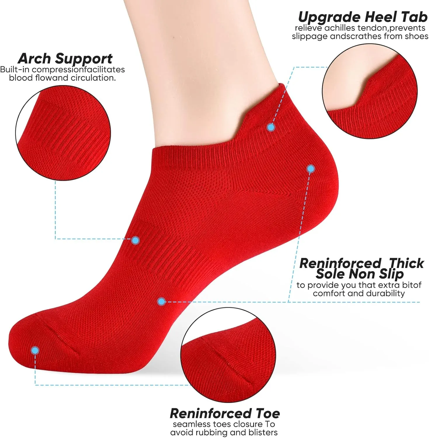 ATBITER Ankle Socks Womens and Men Thin Athletic Running Low Cut No Show Socks With Heel Tab 6-10 Pairs