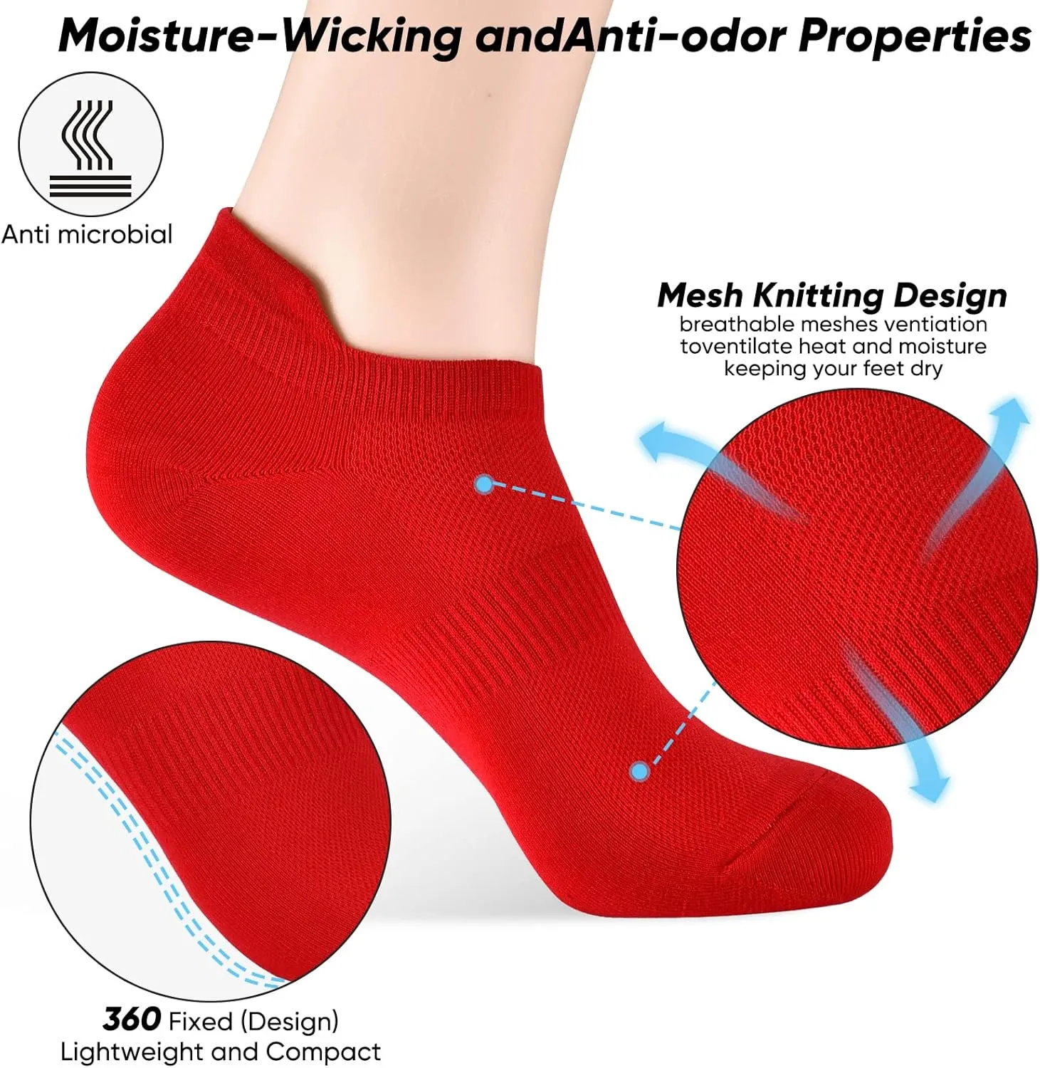 ATBITER Ankle Socks Womens and Men Thin Athletic Running Low Cut No Show Socks With Heel Tab 6-10 Pairs