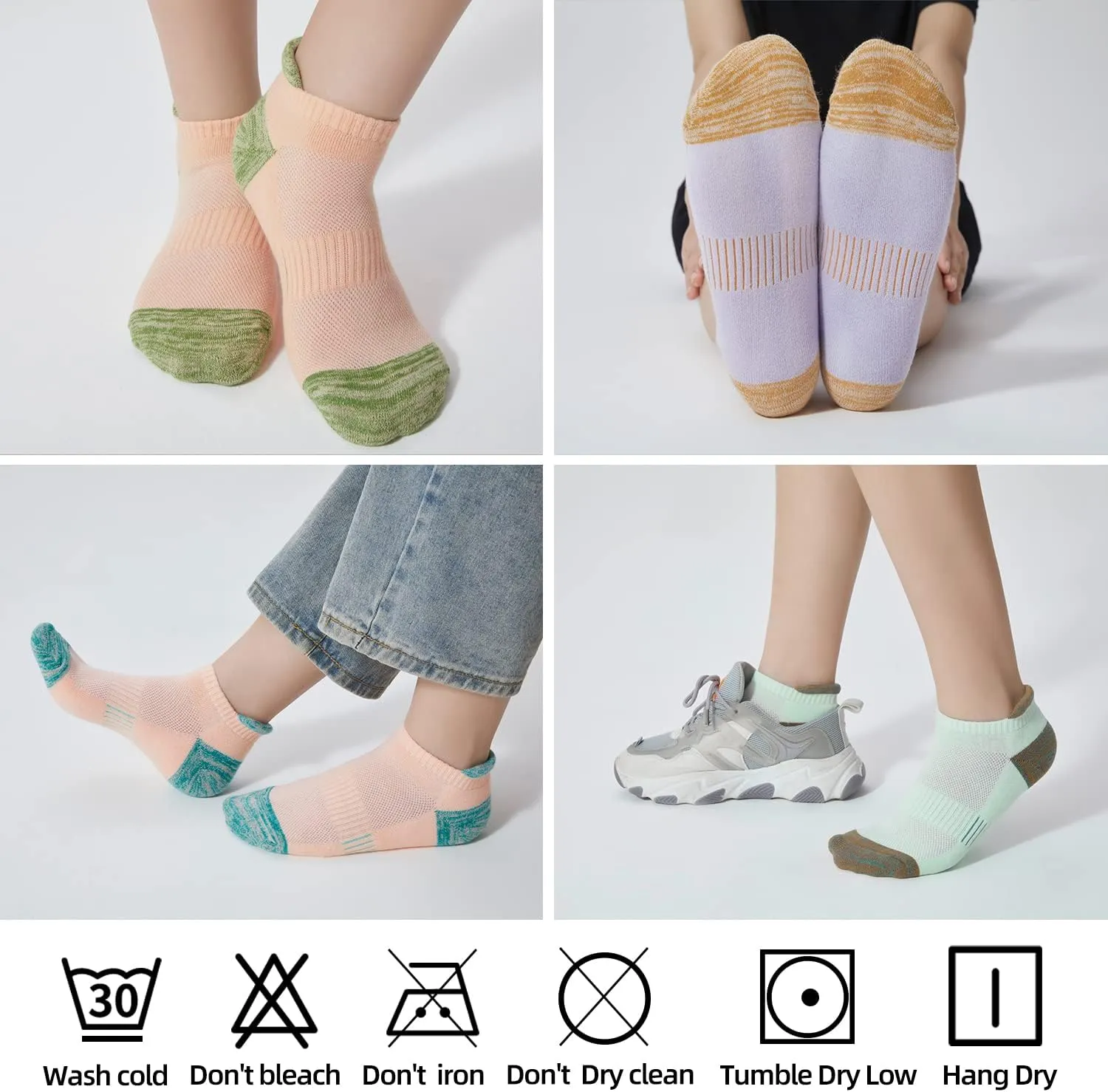 ATBITER Womens Ankle Socks 6 Pairs Cushioned Running Athletic No Show Socks With Tab