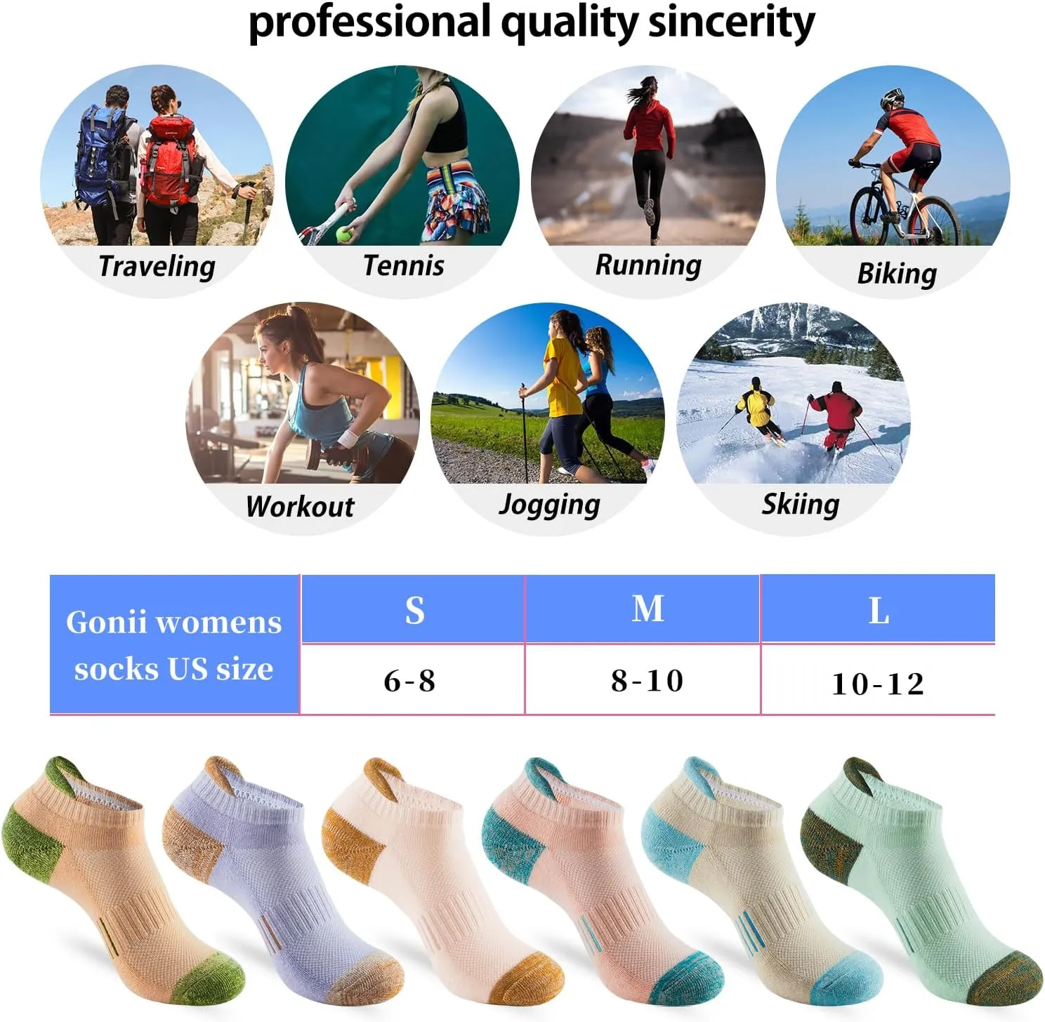 ATBITER Womens Ankle Socks 6 Pairs Cushioned Running Athletic No Show Socks With Tab