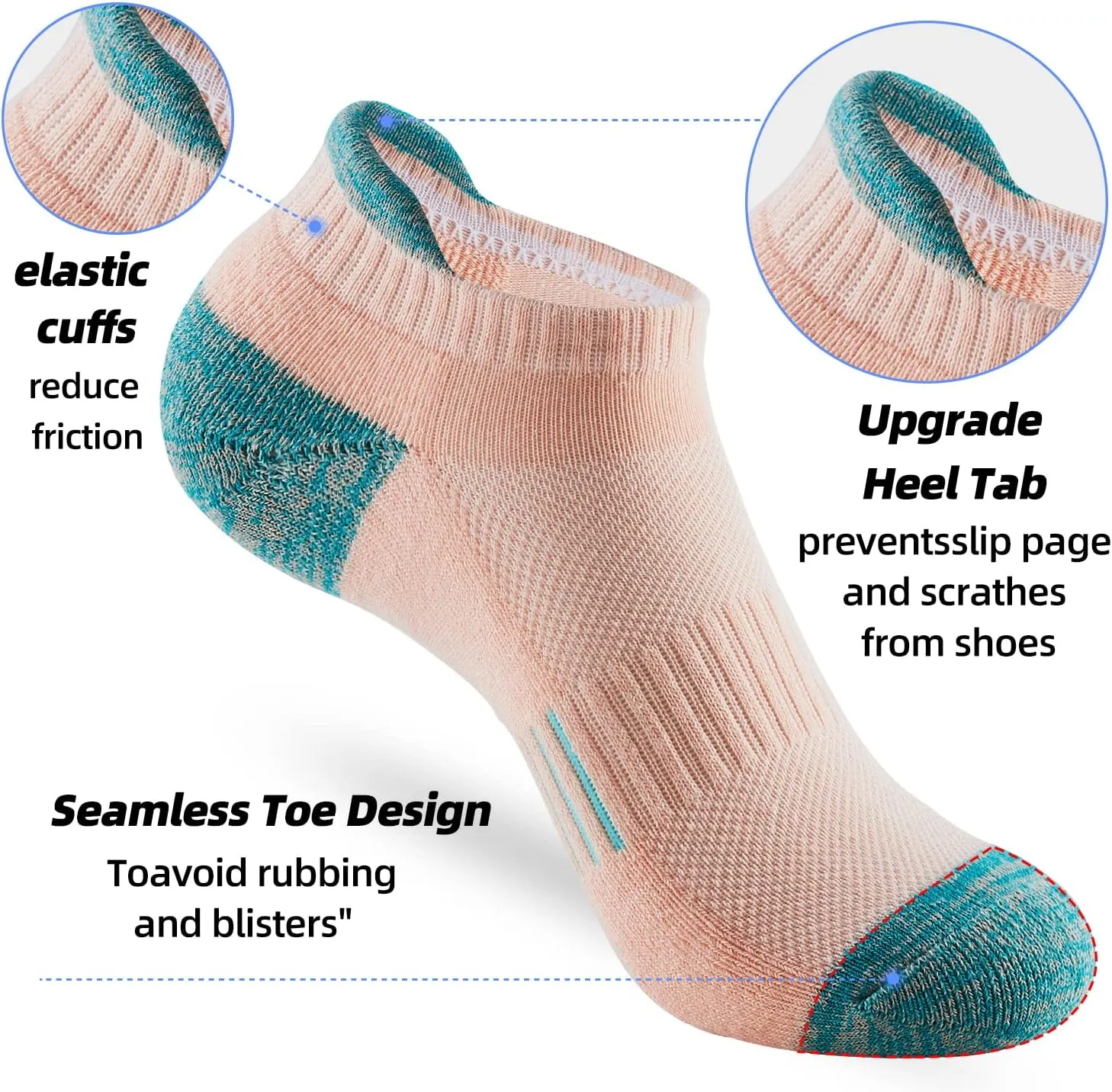ATBITER Womens Ankle Socks 6 Pairs Cushioned Running Athletic No Show Socks With Tab