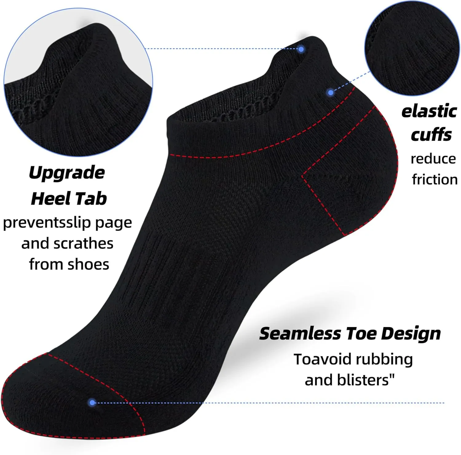 ATBITER Womens Ankle Socks 6 Pairs Cushioned Running Athletic No Show Socks With Tab