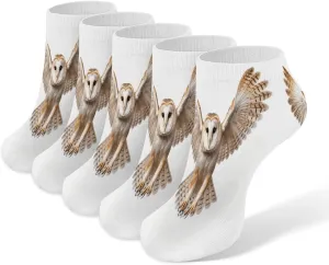 Athletic Cushion Ankle Socks for Women,A Barn Owl Low Cut Tab Socks Running Sport Quarter Socks No Show Socks 5-Pairs