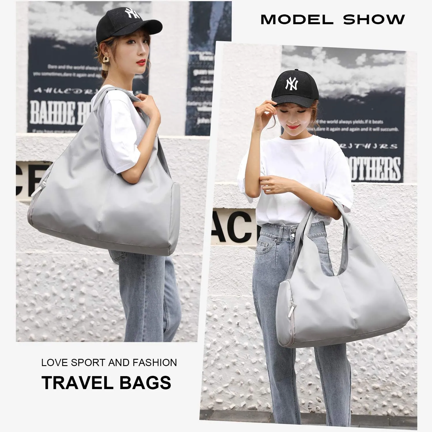 BlesMaller Sports Bag Travel Bag with Shoe Compartment & Wet Compartment Waterproof Shoulder Bag Women's Shopping Girls Hand Luggage Beach Yoga Leisure Sauna Gym Bag