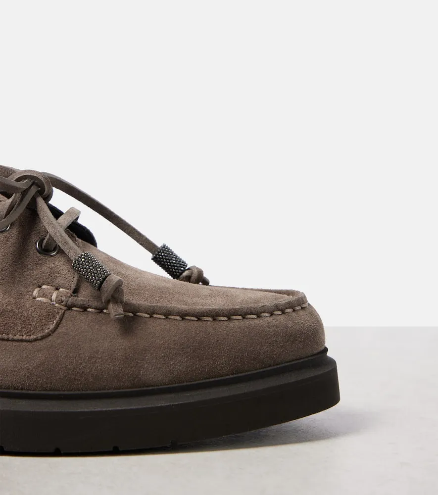 Brunello Cucinelli Sail Monili suede boat shoes