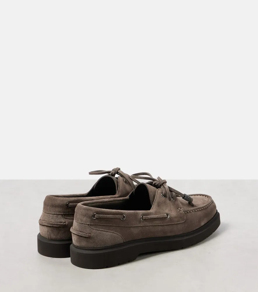 Brunello Cucinelli Sail Monili suede boat shoes