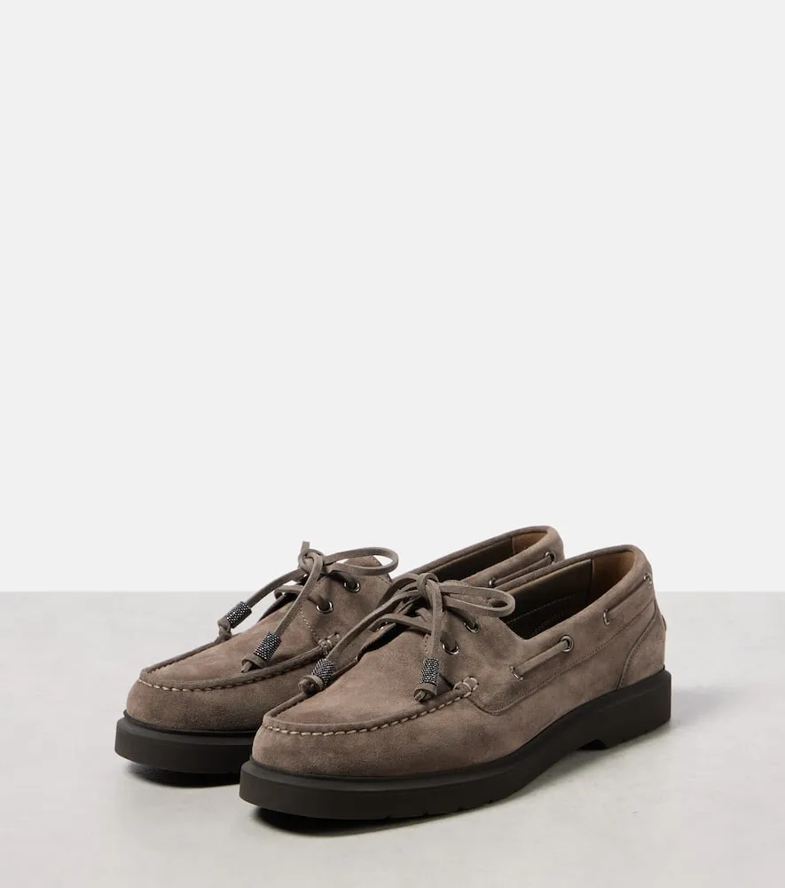 Brunello Cucinelli Sail Monili suede boat shoes