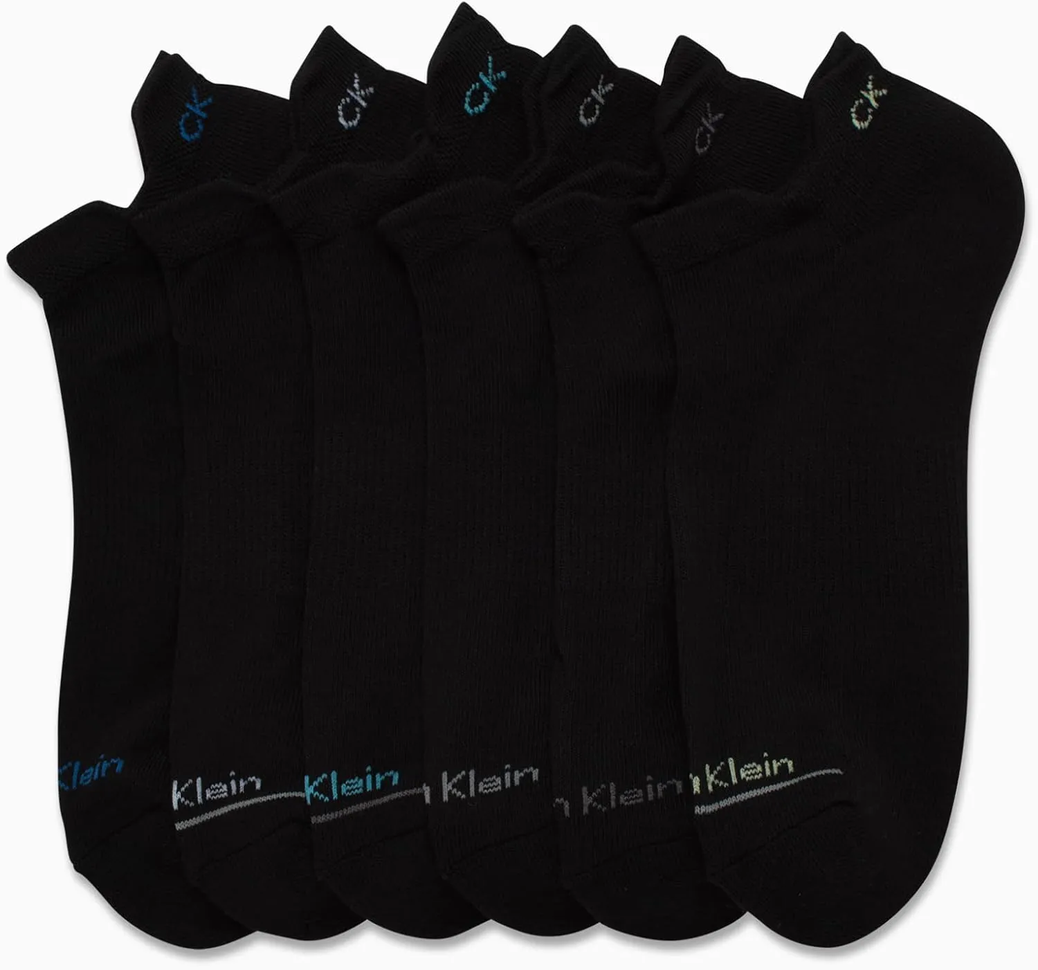 Calvin Klein Men's No Show Tab Socks - 6 Pack Performance Cushion Low Cut Socks for Sneakers Loafers Boat Shoes (Size: 7-12)