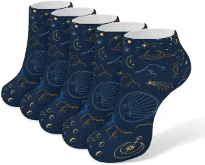 Casual Ankle Socks for Women Men, 5 Pair Funny No-Show Liner Socks Lightweight Breathable Crew Socks Novelty Gifts