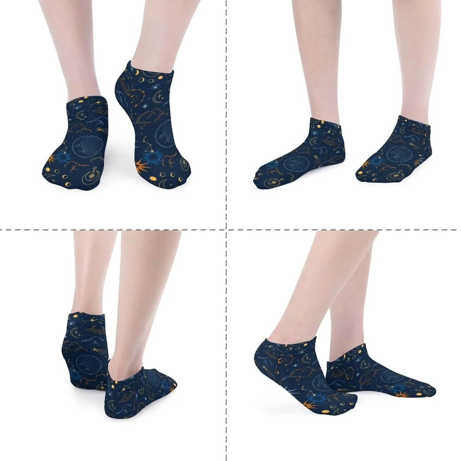 Casual Ankle Socks for Women Men, 5 Pair Funny No-Show Liner Socks Lightweight Breathable Crew Socks Novelty Gifts