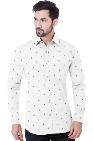 Casual White Printed Cotton Shirt