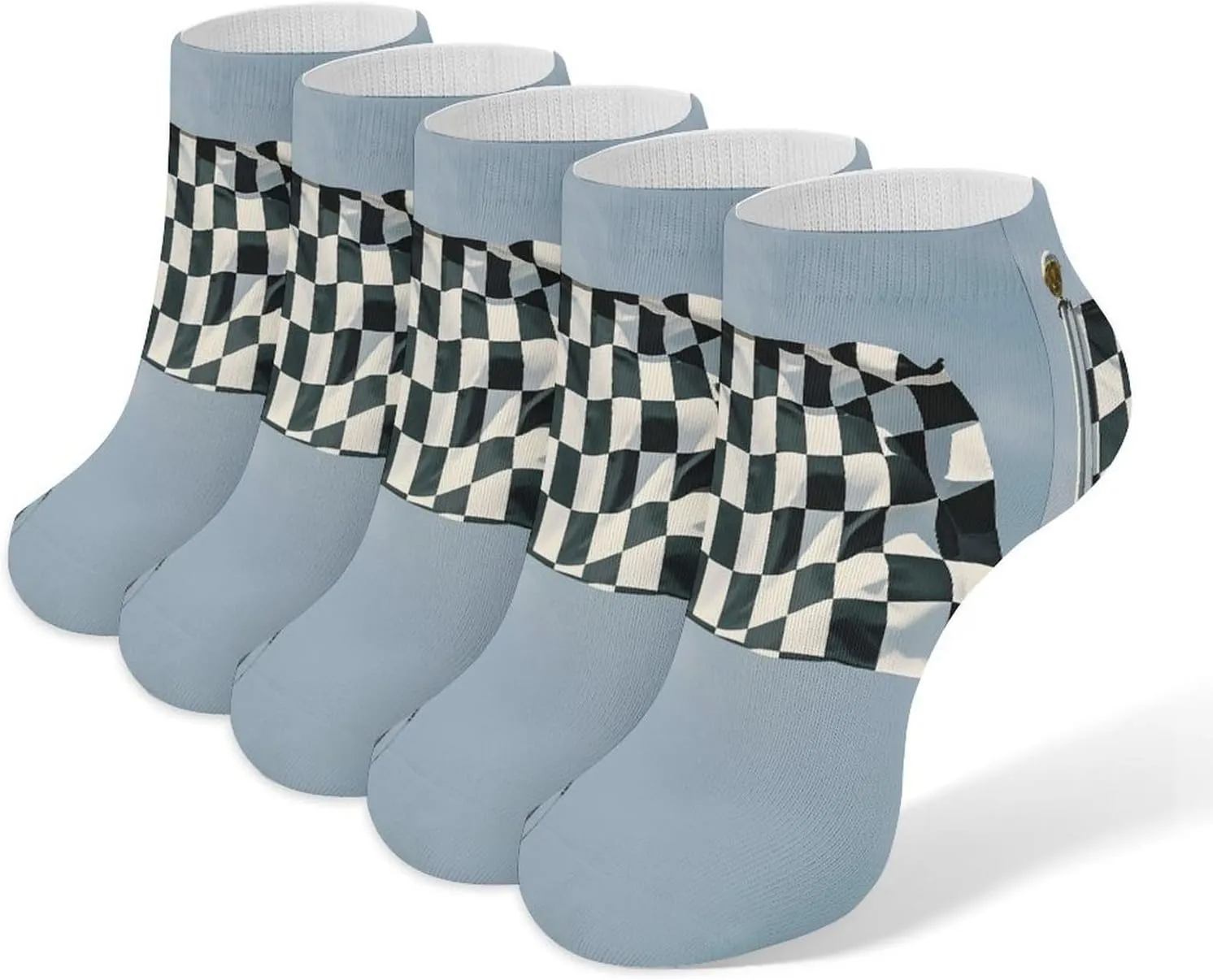 Checkered Flag Racing 5 Pairs Ankle Socks Comfort Athletic Socks Low Cut Breathable Casual Sock for Unisex