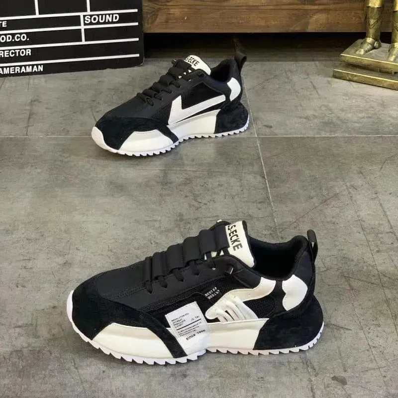 Chunky Sneakers Men Running Shoes Casual Breathable Leather Mesh