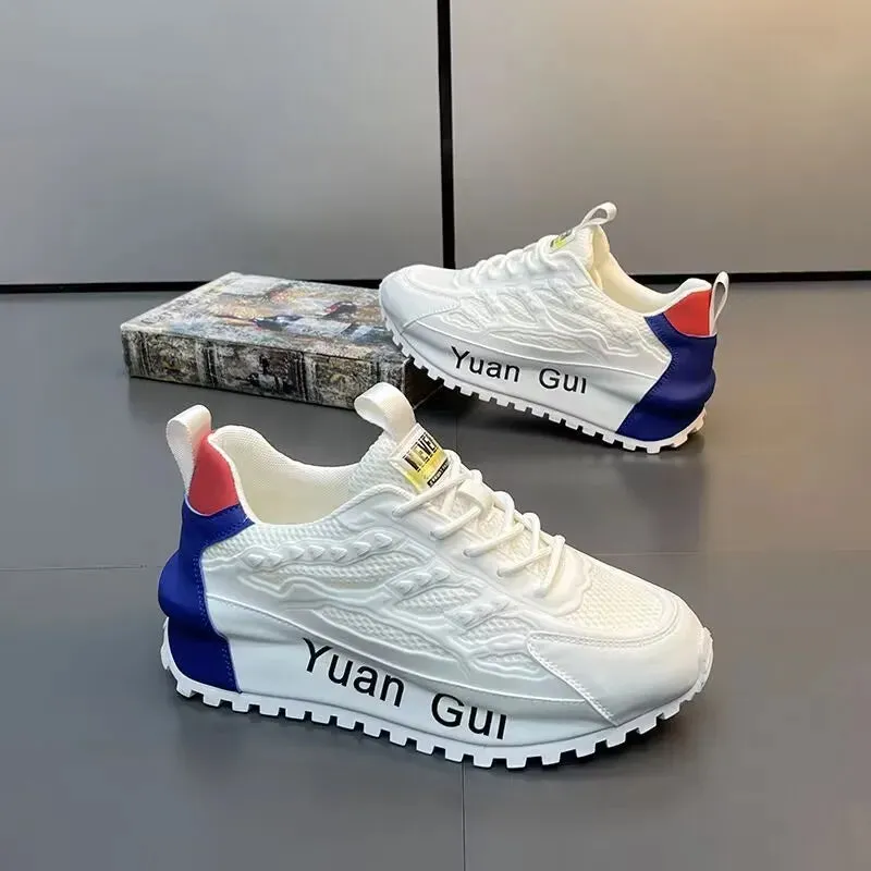 Chunky Sneakers Men Running Shoes Casual Breathable Leather Mesh
