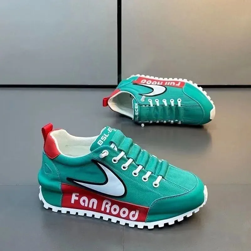Chunky Sneakers Men Running Shoes Casual Breathable Leather Mesh