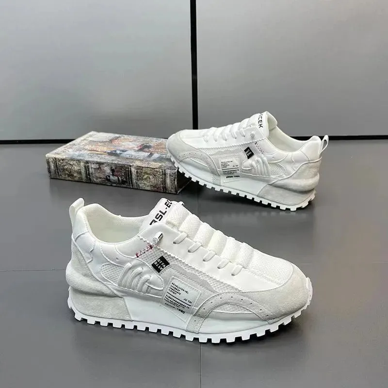 Chunky Sneakers Men Running Shoes Casual Breathable Leather Mesh