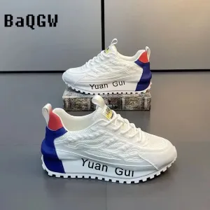 Chunky Sneakers Men Running Shoes Casual Breathable Leather Mesh