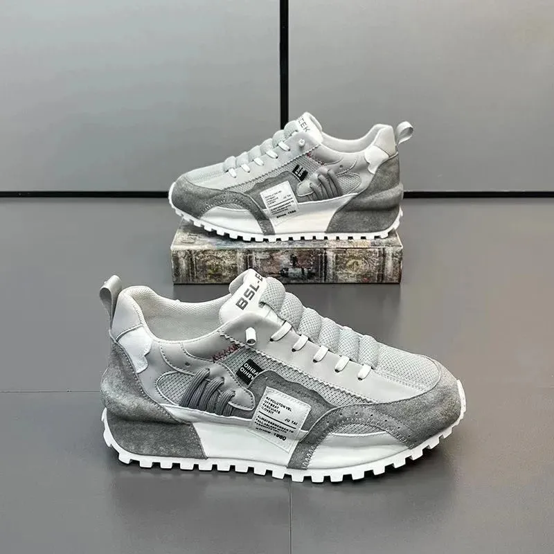 Chunky Sneakers Men Running Shoes Casual Breathable Leather Mesh