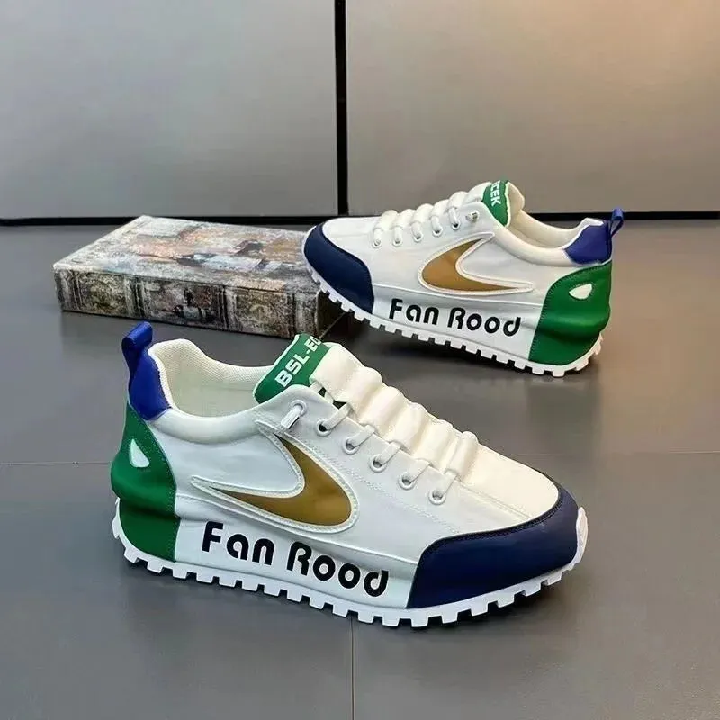 Chunky Sneakers Men Running Shoes Casual Breathable Leather Mesh
