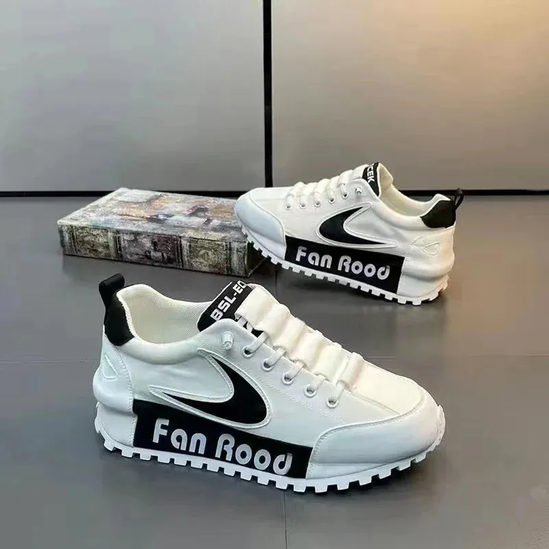 Chunky Sneakers Men Running Shoes Casual Breathable Leather Mesh