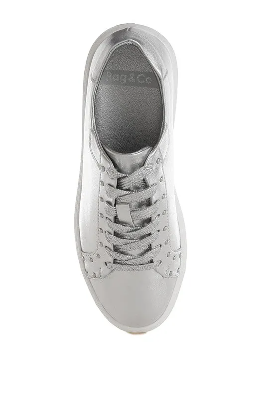 Cincinati Metallic Pleather Chunky Sneakers for Comfort