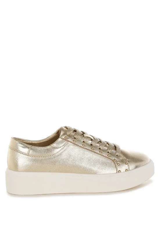 Cincinati Metallic Pleather Chunky Sneakers for Comfort