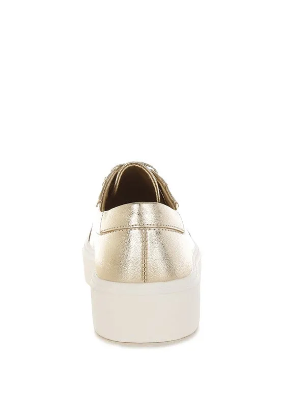 Cincinati Metallic Pleather Chunky Sneakers for Comfort