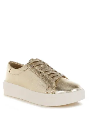 Cincinati Metallic Pleather Chunky Sneakers for Comfort