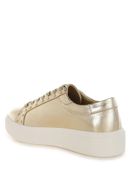 Cincinati Metallic Pleather Chunky Sneakers for Comfort