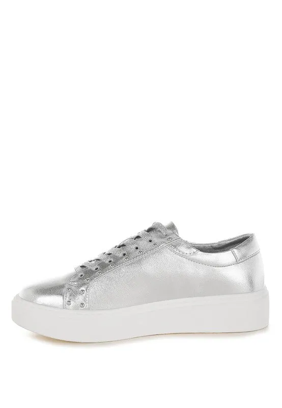 Cincinati Metallic Pleather Chunky Sneakers for Comfort