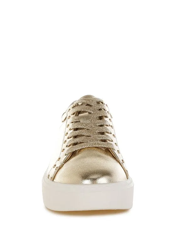 Cincinati Metallic Pleather Chunky Sneakers for Comfort