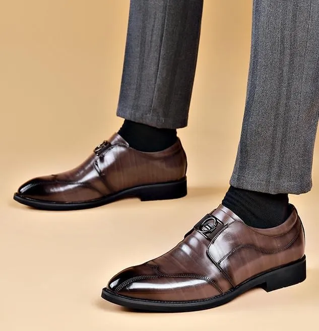Classic Men's Dress Shoes Men Genuine Leather Low Oxford Platform Casual Business Tuxedo Shoes for Men