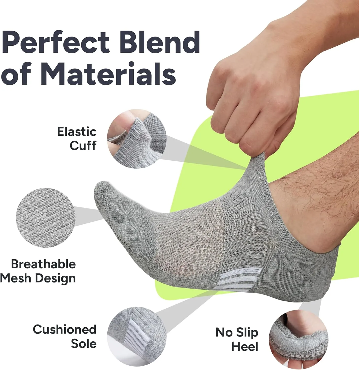 Eedor No Show Socks for Women & Men (Unisex) - Athletic Non Slip & Low Cut Invisible Socks - Soft & Stretchable Cotton Blend