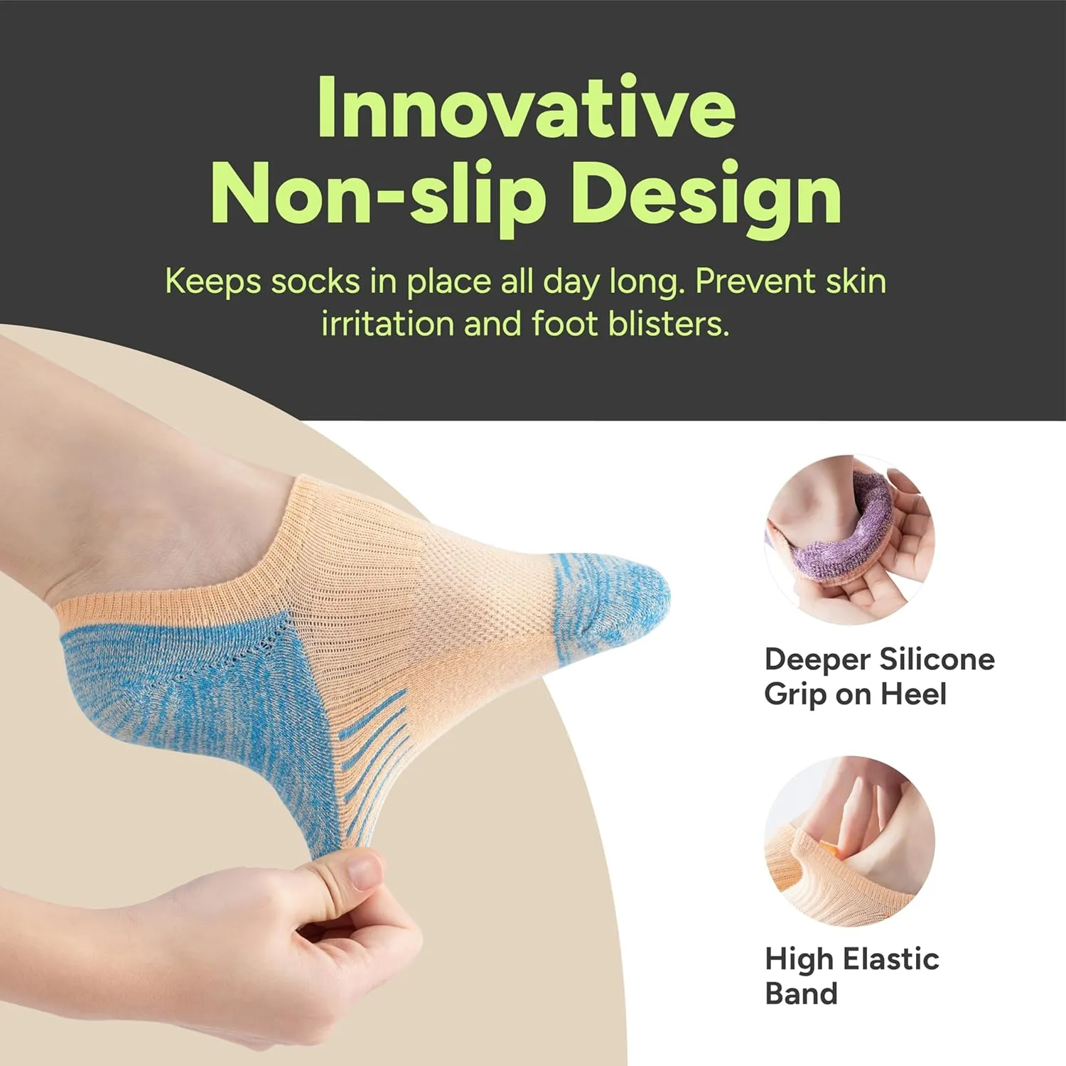 Eedor No Show Socks for Women & Men (Unisex) - Athletic Non Slip & Low Cut Invisible Socks - Soft & Stretchable Cotton Blend