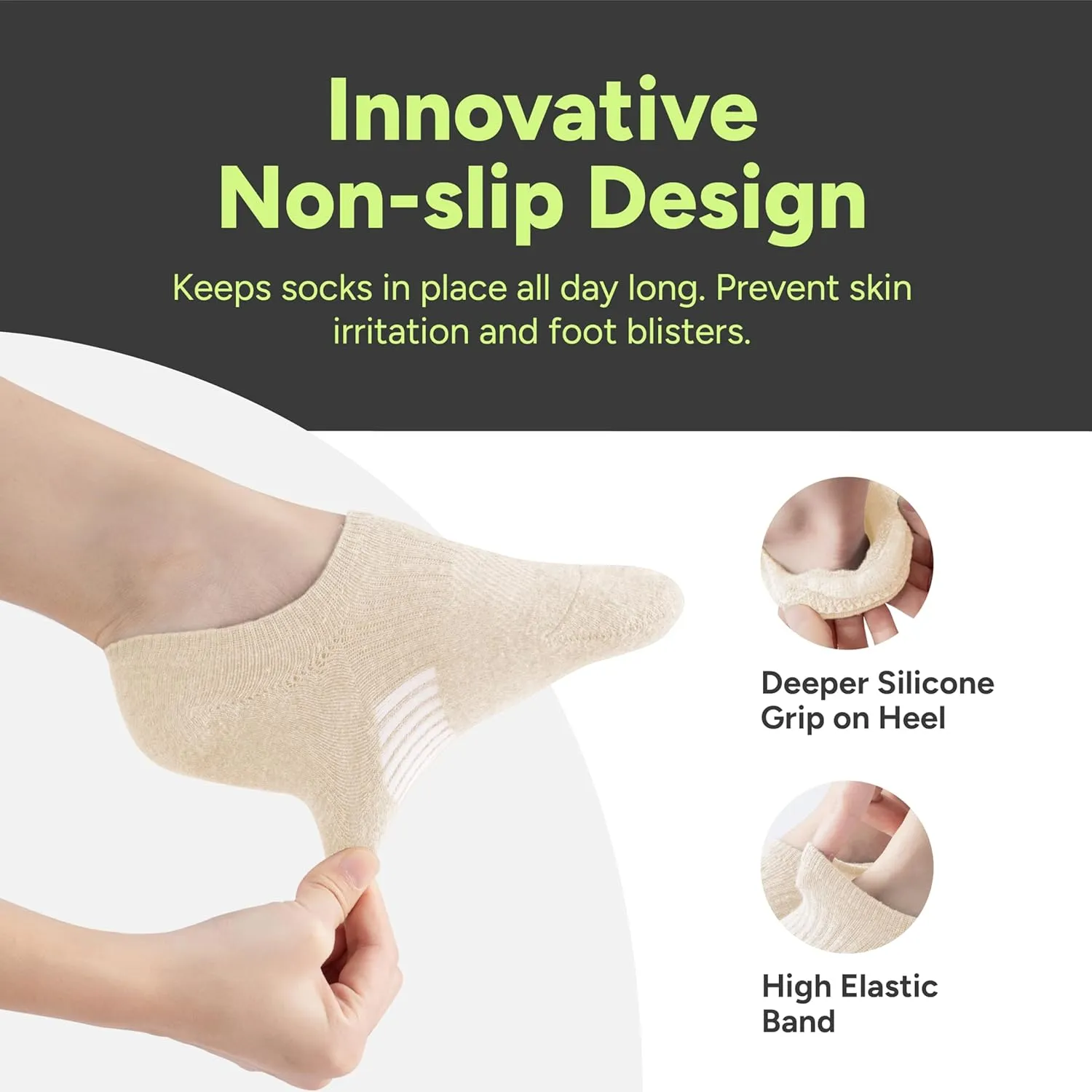 Eedor No Show Socks for Women & Men (Unisex) - Athletic Non Slip & Low Cut Invisible Socks - Soft & Stretchable Cotton Blend