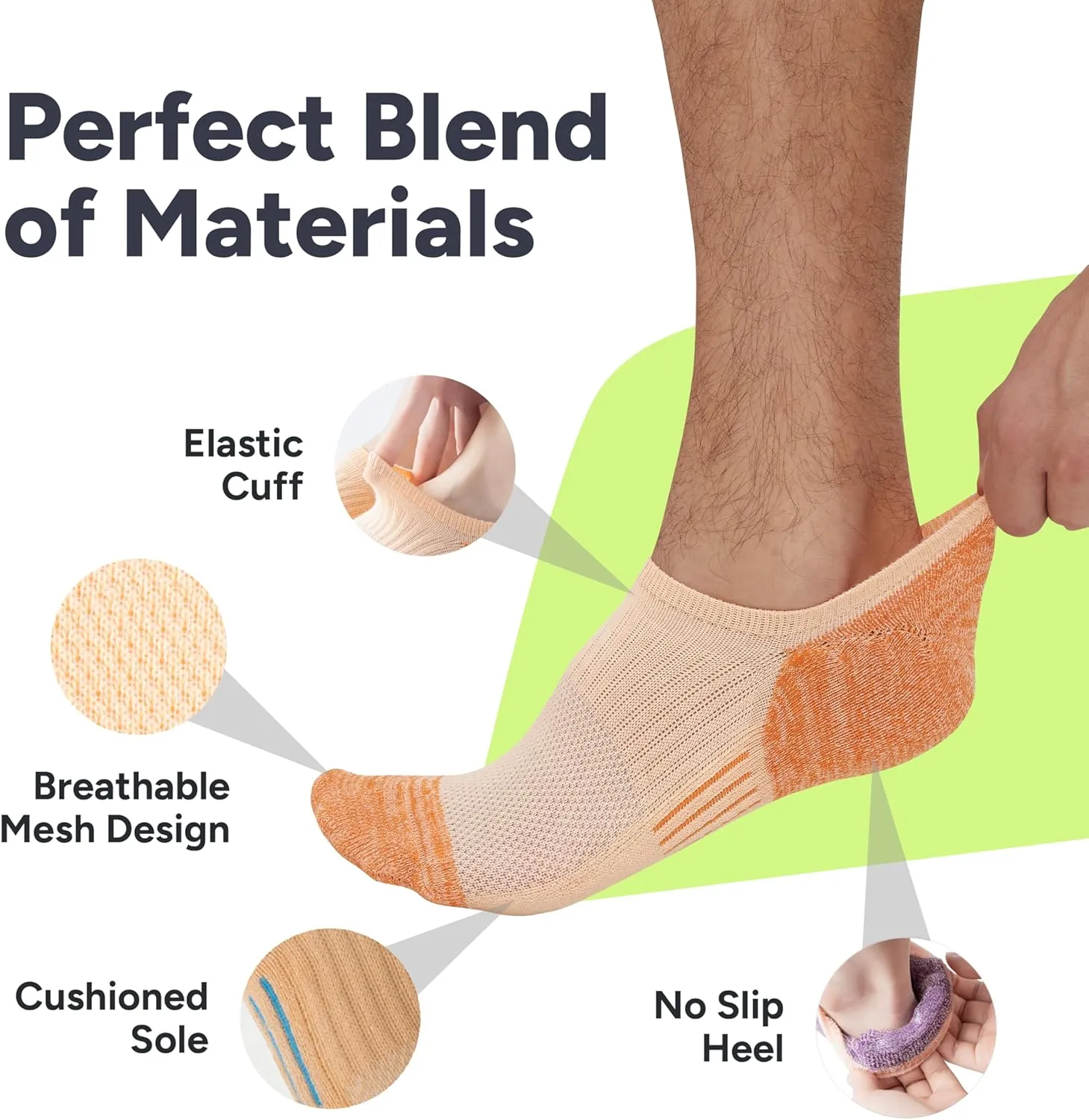 Eedor No Show Socks for Women & Men (Unisex) - Athletic Non Slip & Low Cut Invisible Socks - Soft & Stretchable Cotton Blend