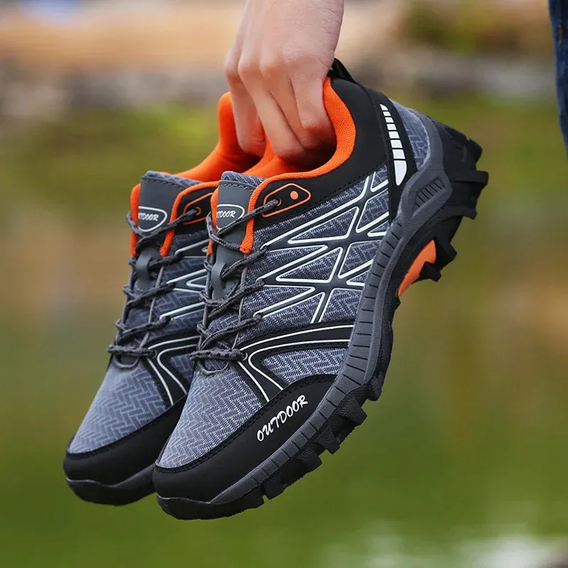 Fashion Outdoor Comfortable Wearable Shoes Low Top Lace-up Hiking Boots Sneakers Breathable Mesh Casual Shoes Plus Size 39-45
