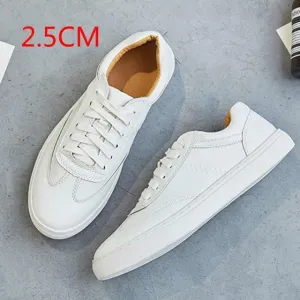 Fashion White Split Leather Women Chunky Sneakers White Shoes