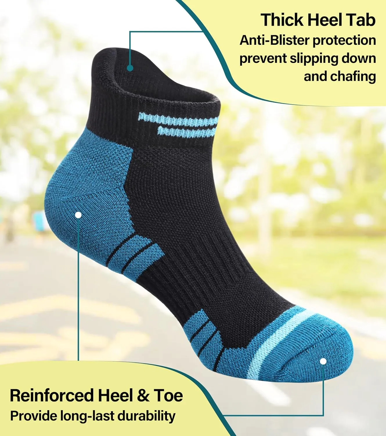 FNOVCO Ankle Socks for Women, Athletic Comfort Cotton Thick Cushioned Running Hiking Socks 5 Pairs