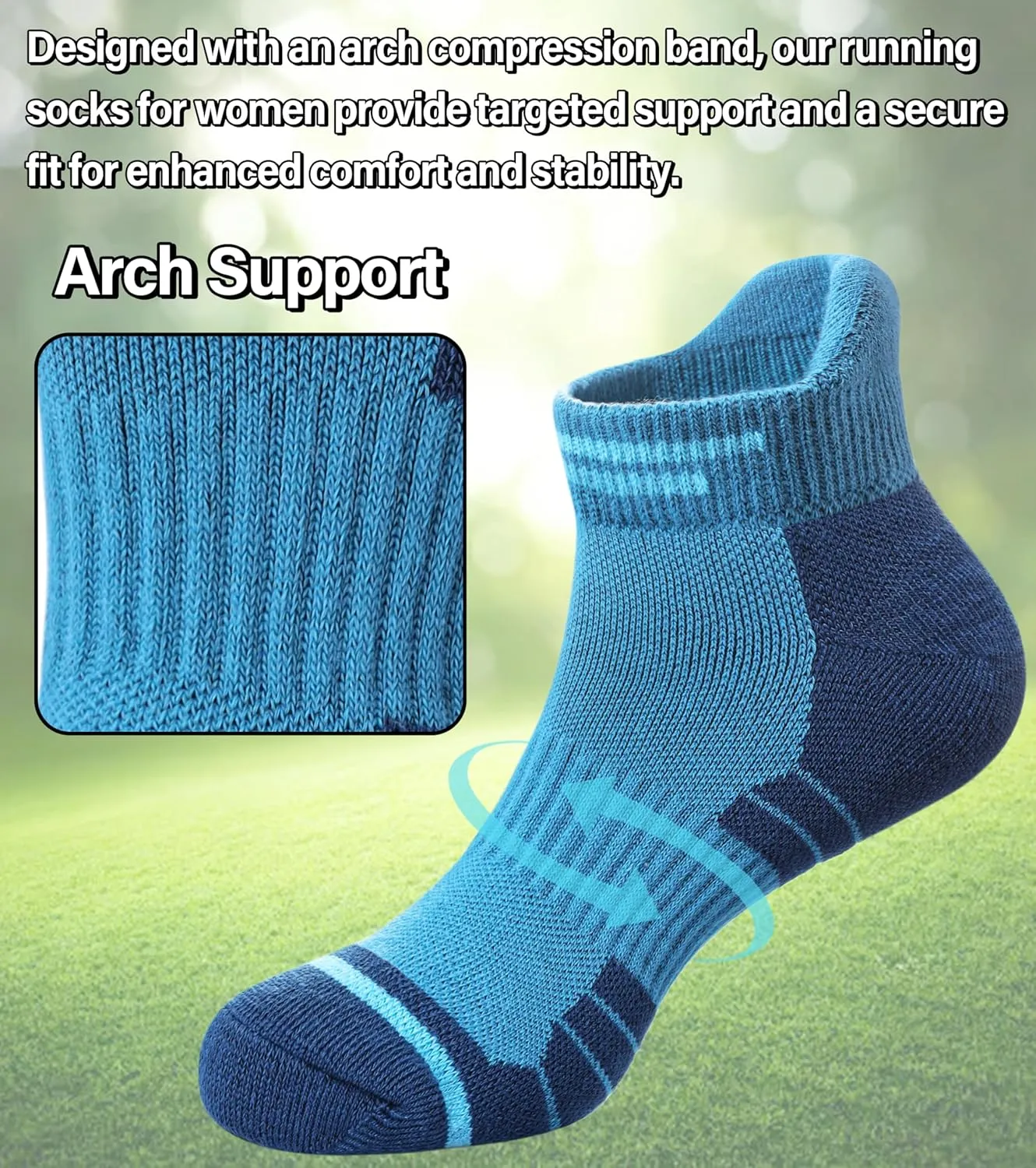 FNOVCO Ankle Socks for Women, Athletic Comfort Cotton Thick Cushioned Running Hiking Socks 5 Pairs