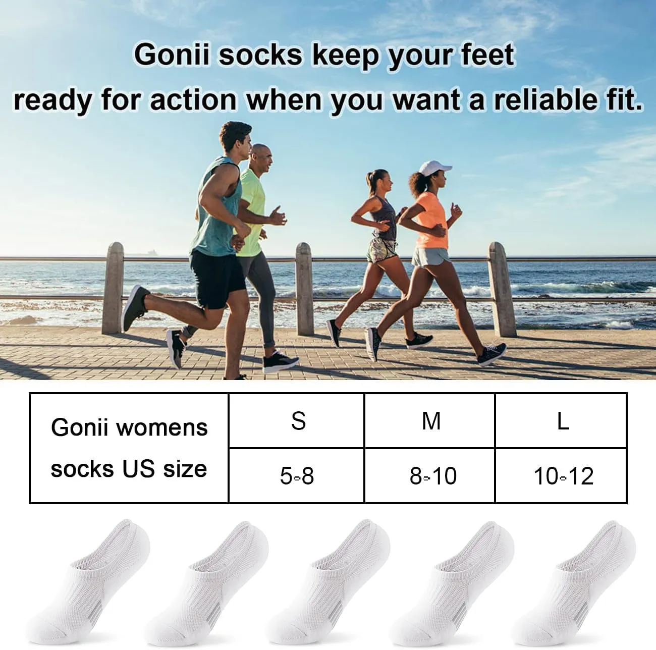 Gonii Womens No Show Socks Athletic Ankle Socks Cushioned Running Low Cut 5-8 Pairs