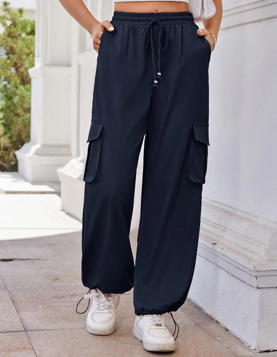 GRACE KARIN Women's High Waisted Cargo Pants 2025 Wide Leg Lounge Palazzo Trousers Summer Hiking Work Pants with Pockets