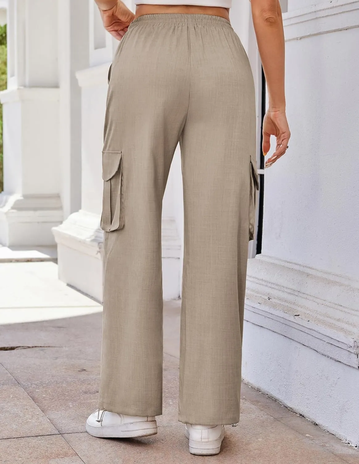 GRACE KARIN Women's High Waisted Cargo Pants 2025 Wide Leg Lounge Palazzo Trousers Summer Hiking Work Pants with Pockets