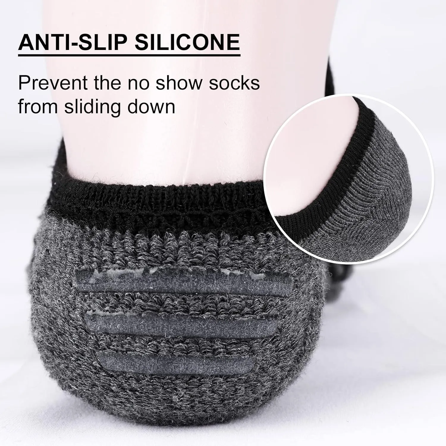 Heatuff No Show Cushioned Socks Men, Low Cut Athletic Socks for Men, Non Slip Inisible Socks(7 pairs).