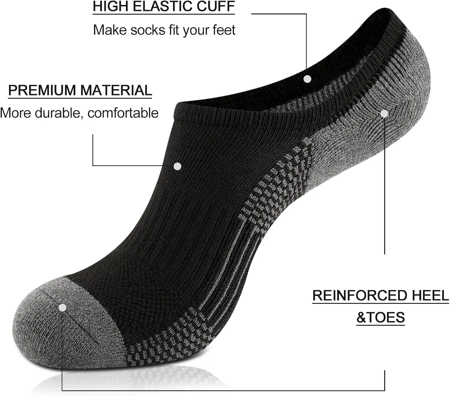 Heatuff No Show Cushioned Socks Men, Low Cut Athletic Socks for Men, Non Slip Inisible Socks(7 pairs).